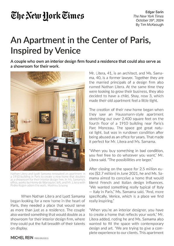 An Apartment in the Center of Paris, Inspired by Venice - The New York Times