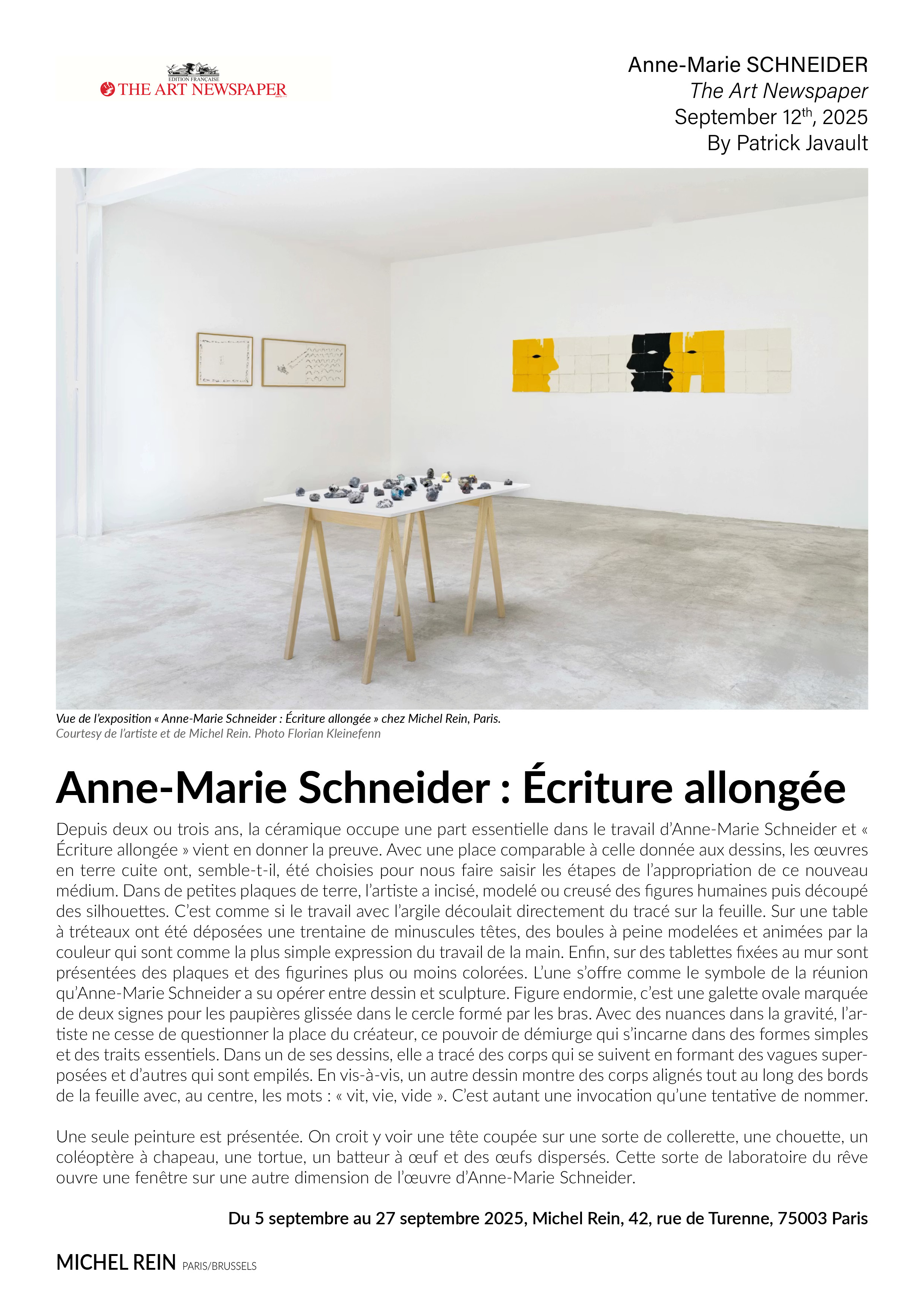 Anne-Marie Schneider : Écriture allongée - The Art Newspaper