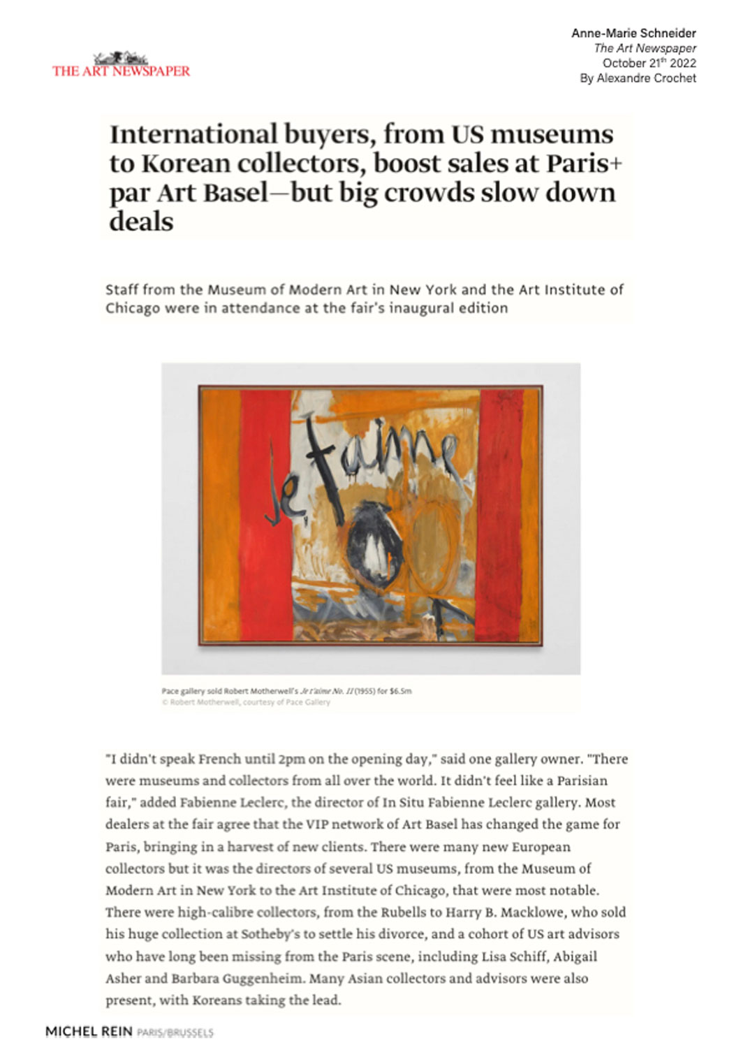 International buyers Paris+ - The Art Newspaper