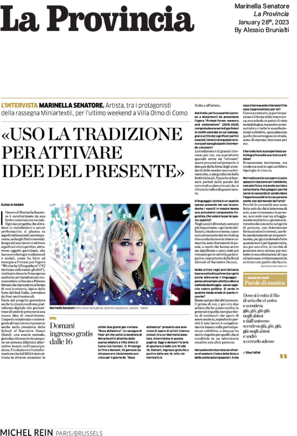L'intervista Marinella Senatore - La Provincia