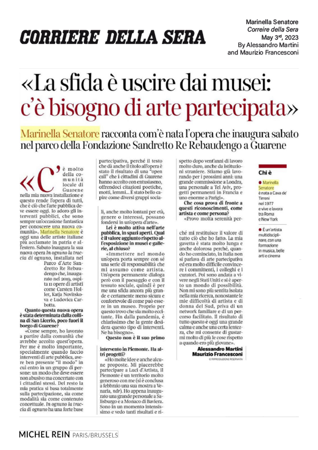 La sfida è uscire dai musei: c'è bisogno di arte partecipata - Correire della Sera