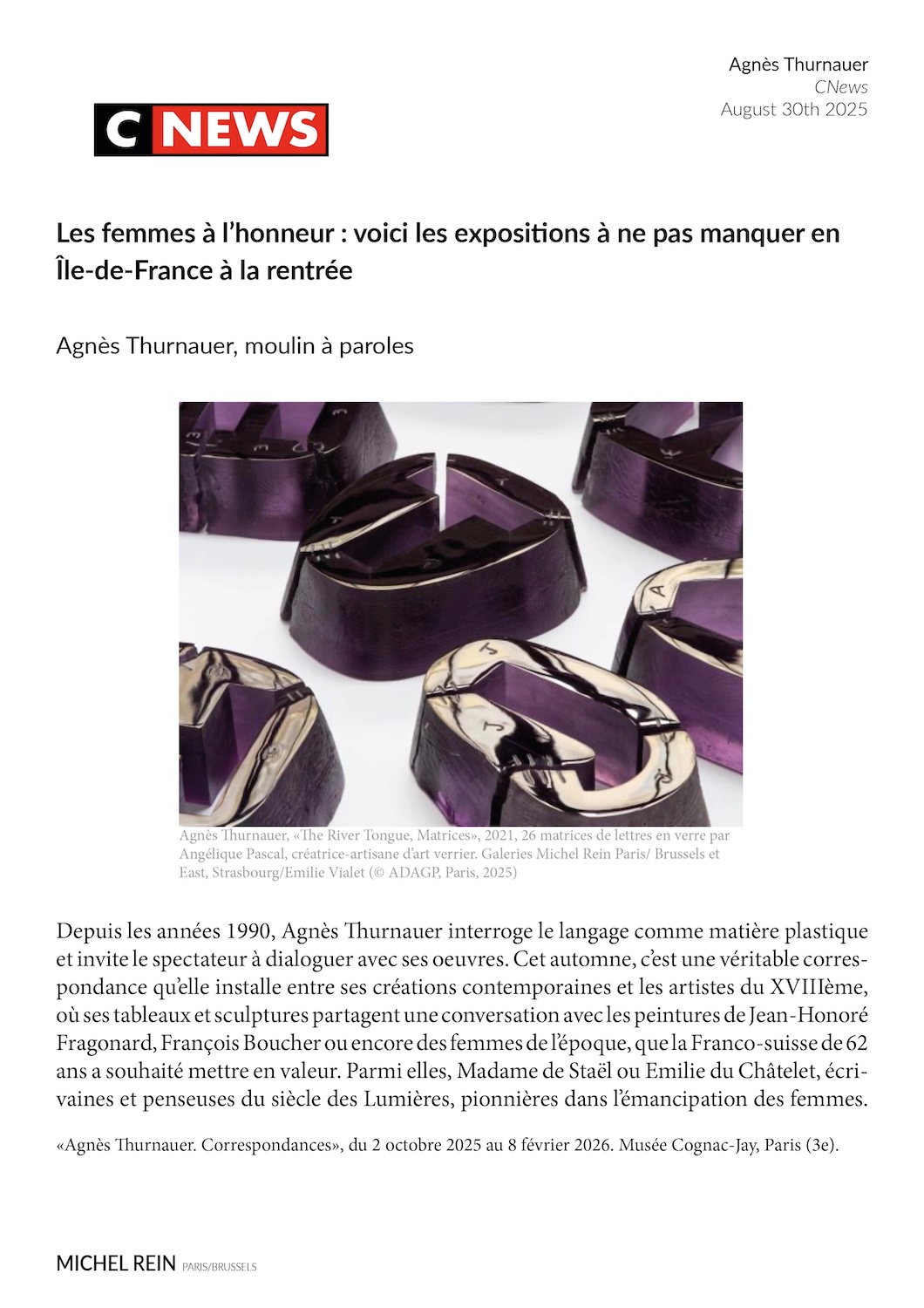 Les femmes à l'honneur : voici les expositions à ne pas manquer en Île-de-France à la rentrée - CNews