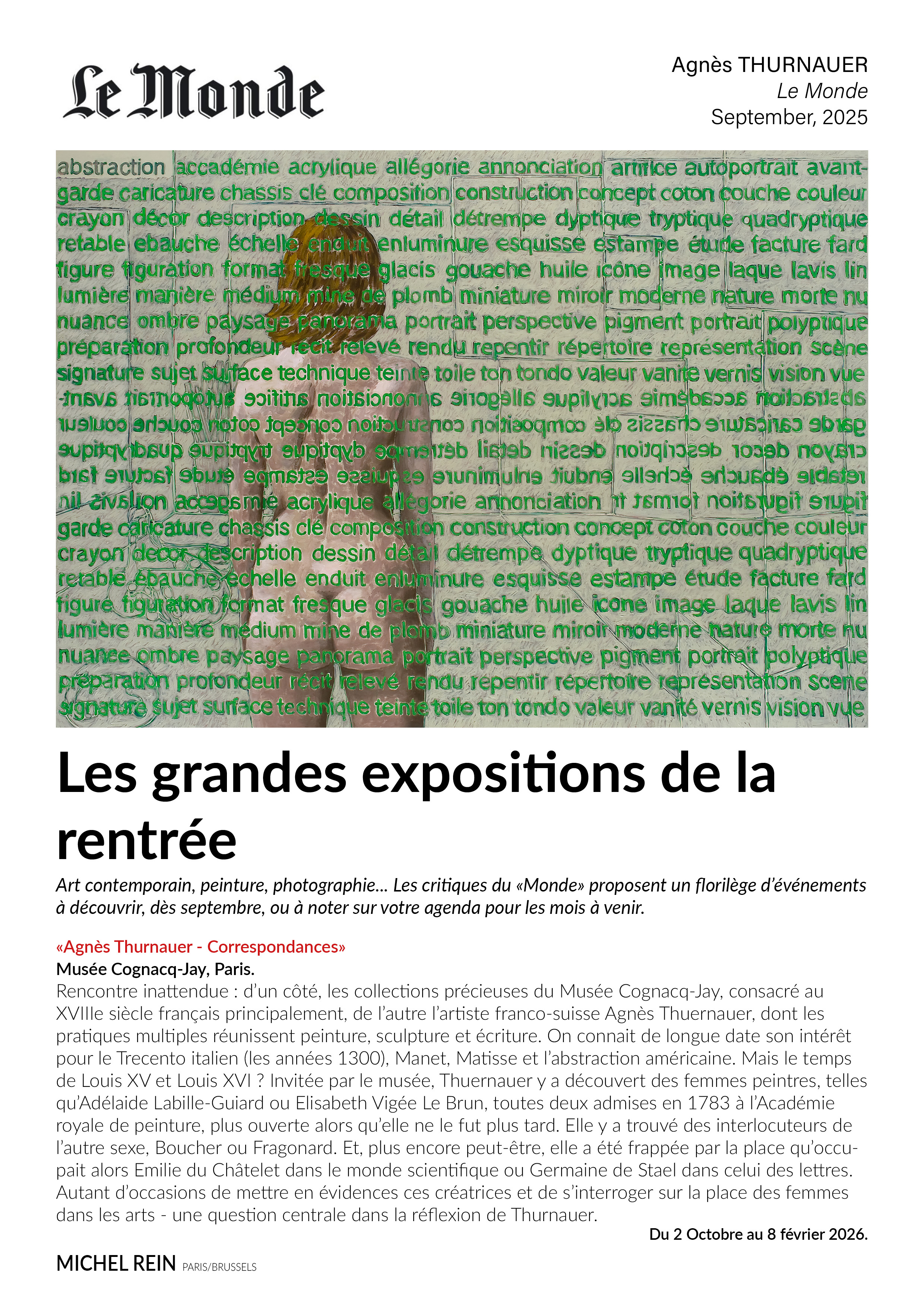 Les grandes expositions de la rentrée - Le Monde