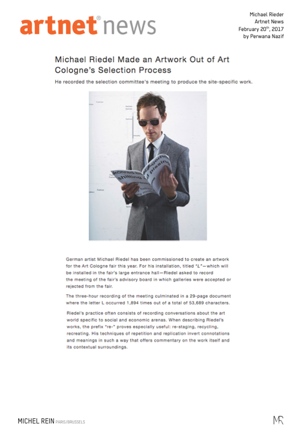 Michael Riedel - Artnet News