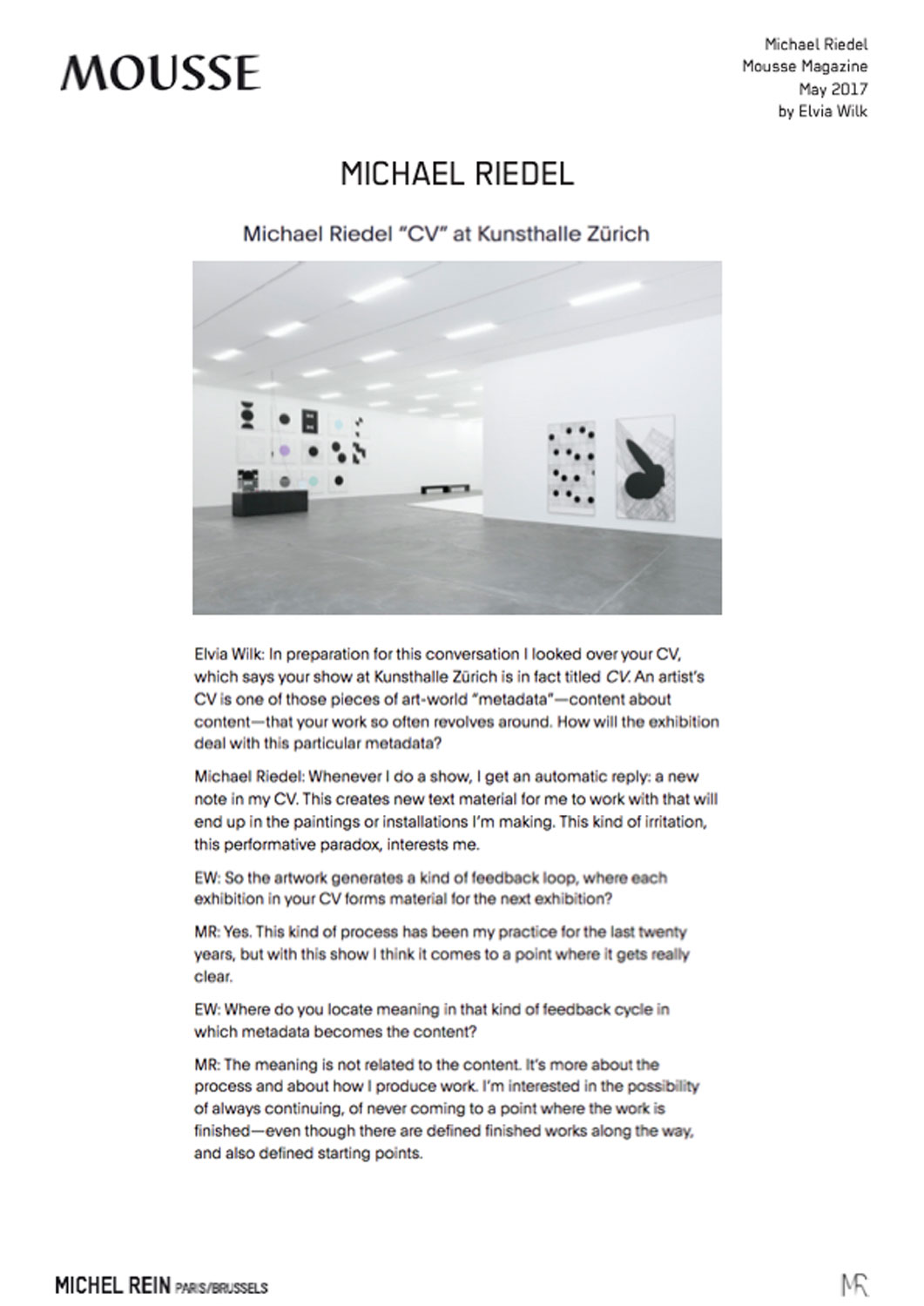 Michael Riedel - Mousse Magazine