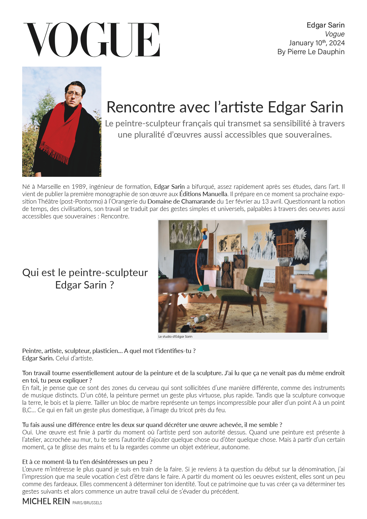 Rencontre avec l'artiste Edgar Sarin - Vogue