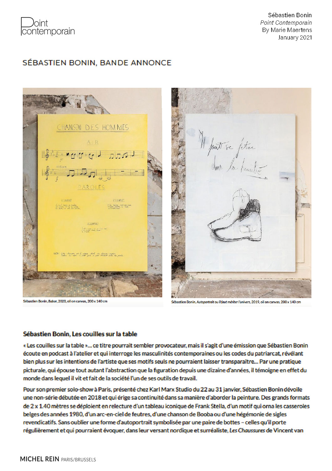 Sbastien Bonin, Bande Annonce - Point Contemporain