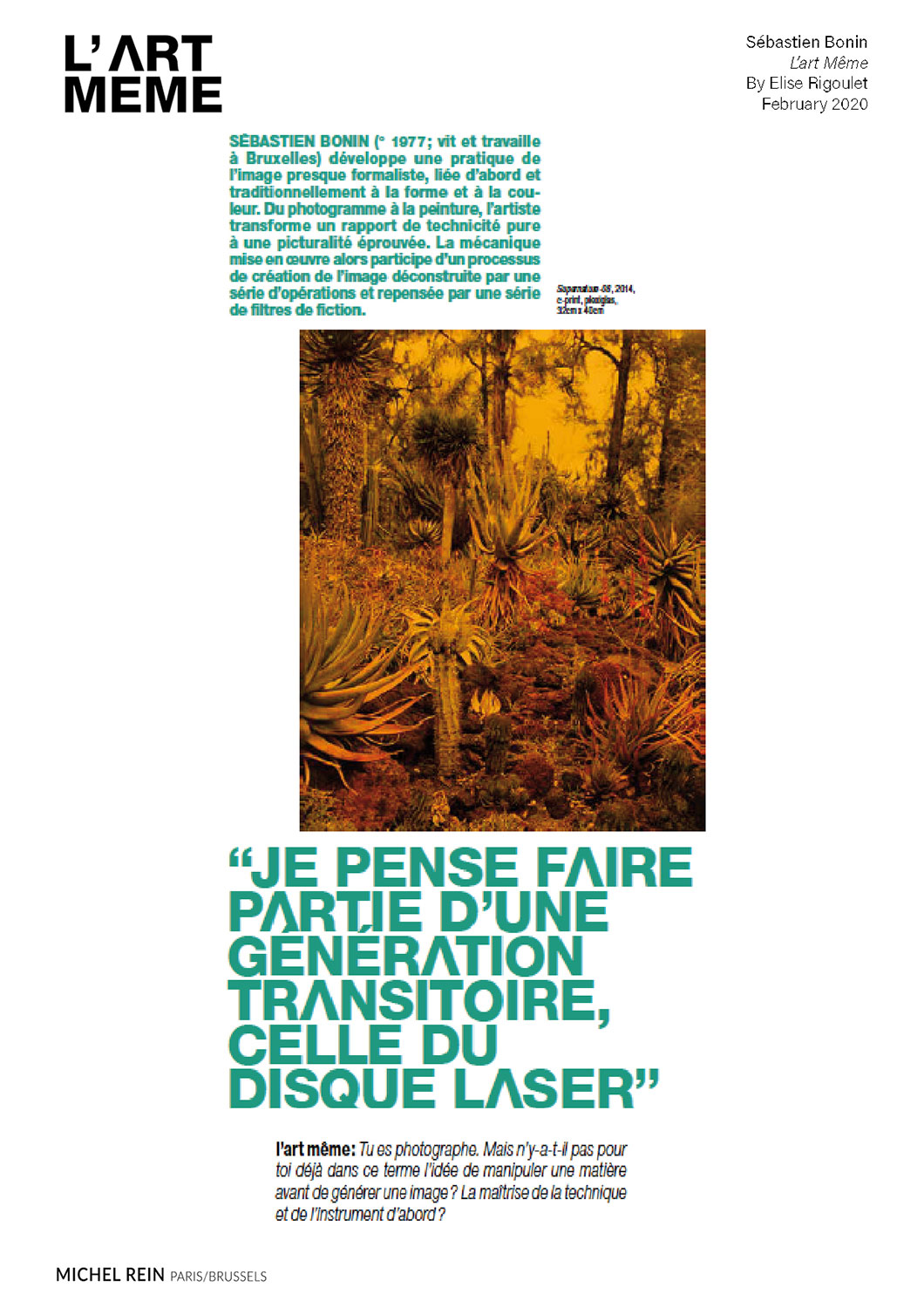 Sbastien Bonin, Interview - L'Art Même